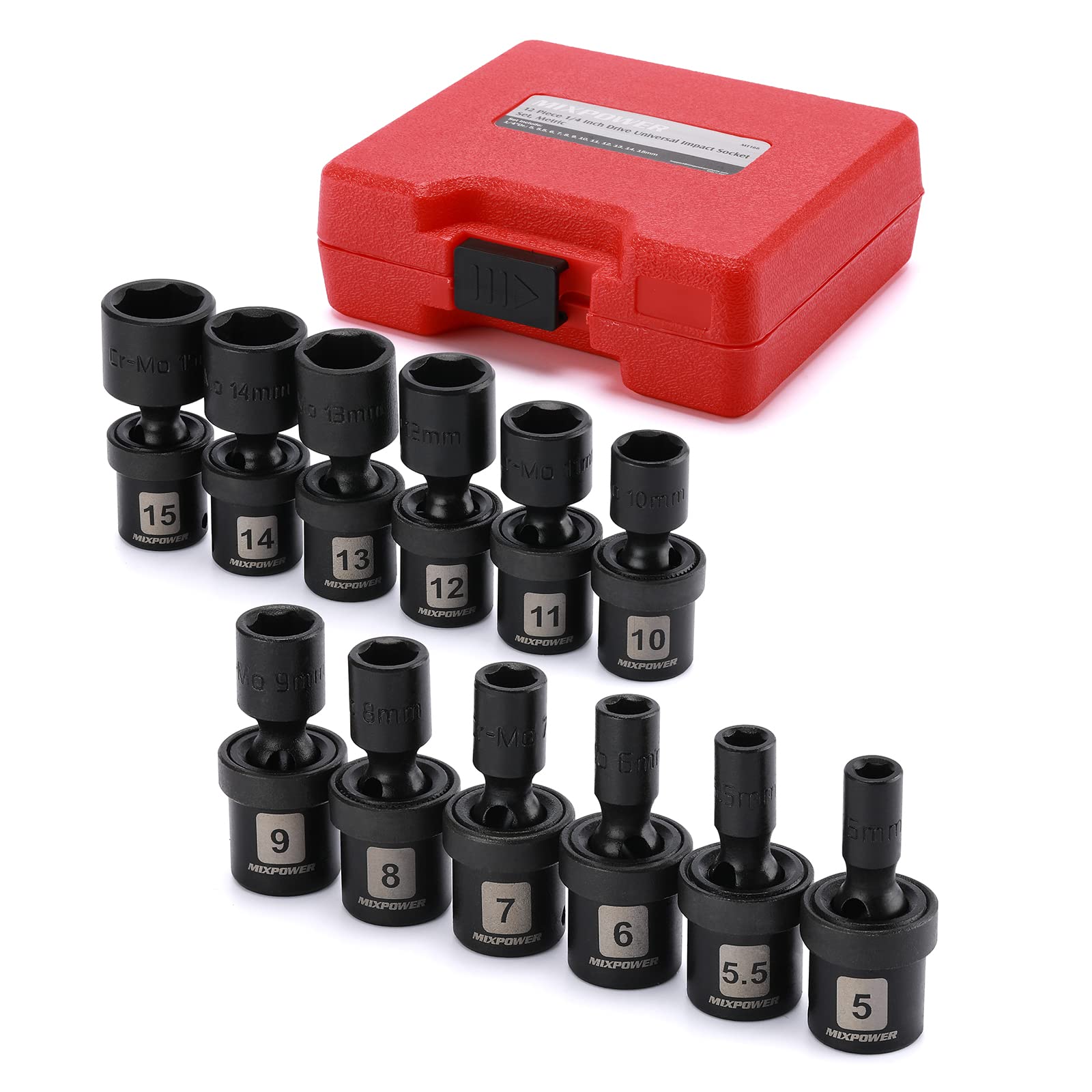 MIXPOWER 5mm universal socket with laser markings for quick size identification in dim light