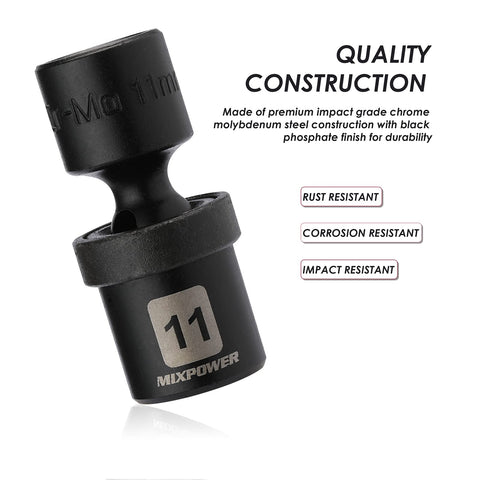 MIXPOWER 7mm universal socket covering versatile metric sizes for automotive projects