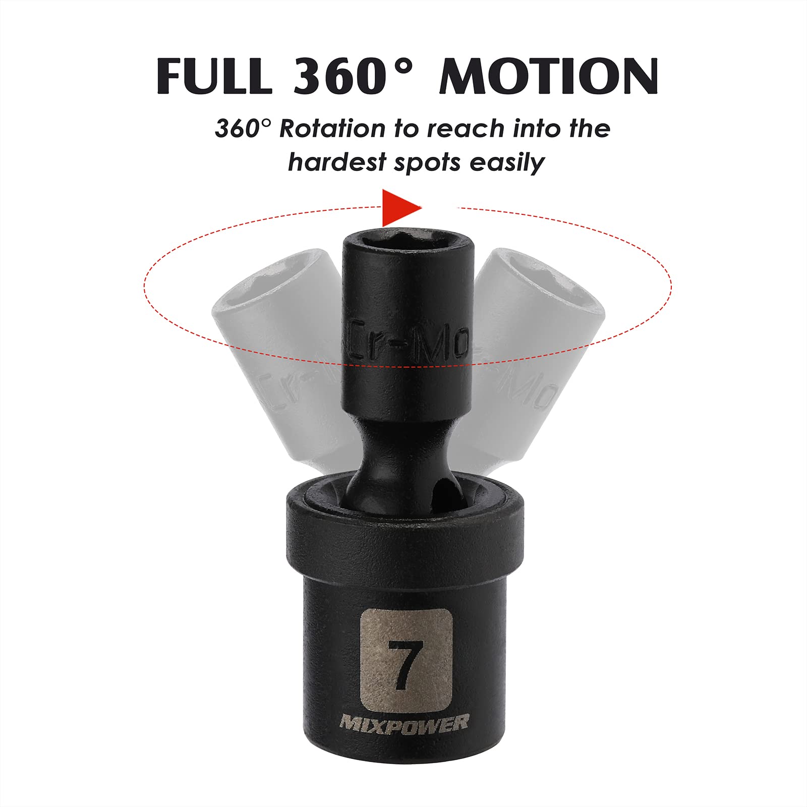 MIXPOWER 8mm universal socket crafted from CR-MO steel for durable daily use