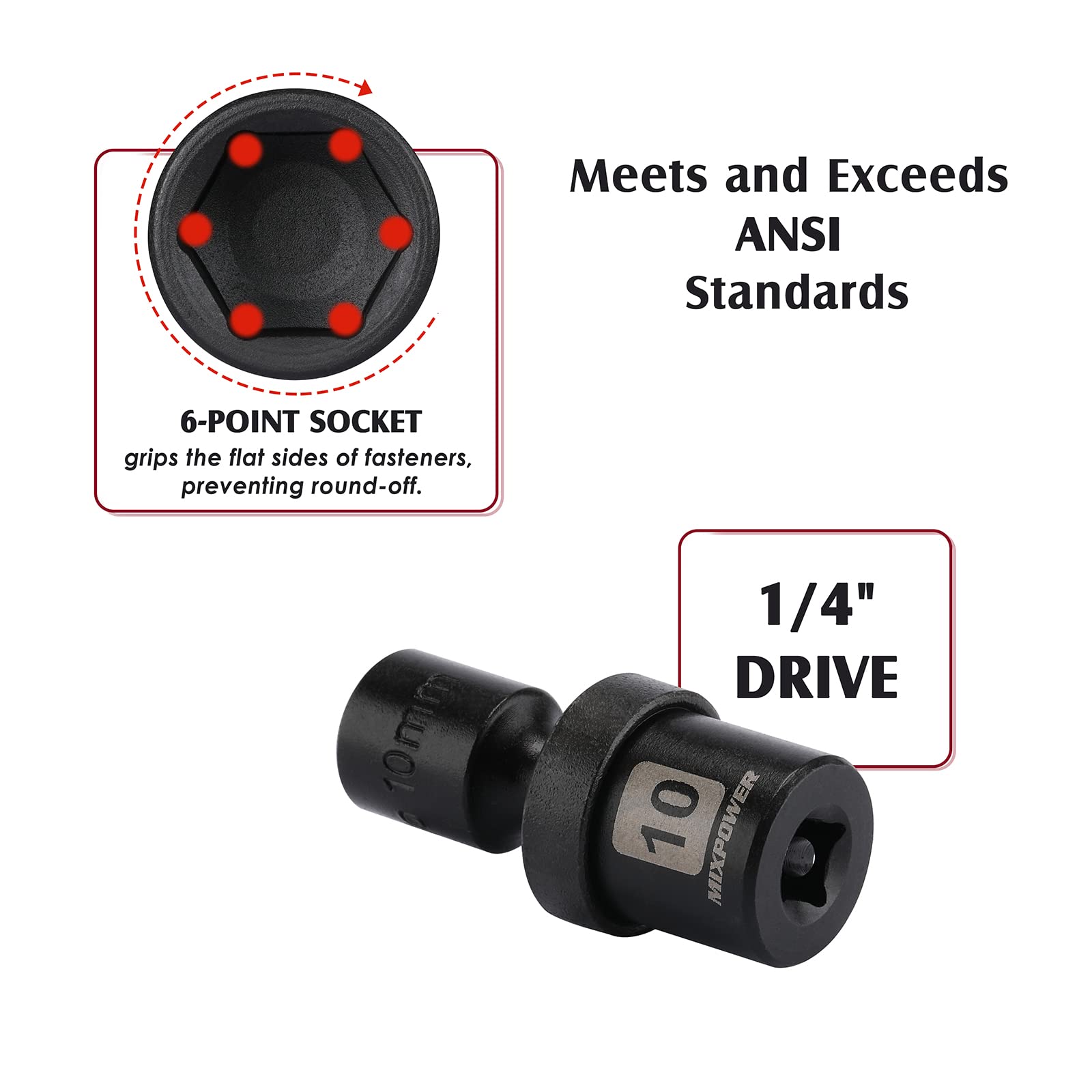 MIXPOWER 9mm universal socket with robust construction for long-lasting performance