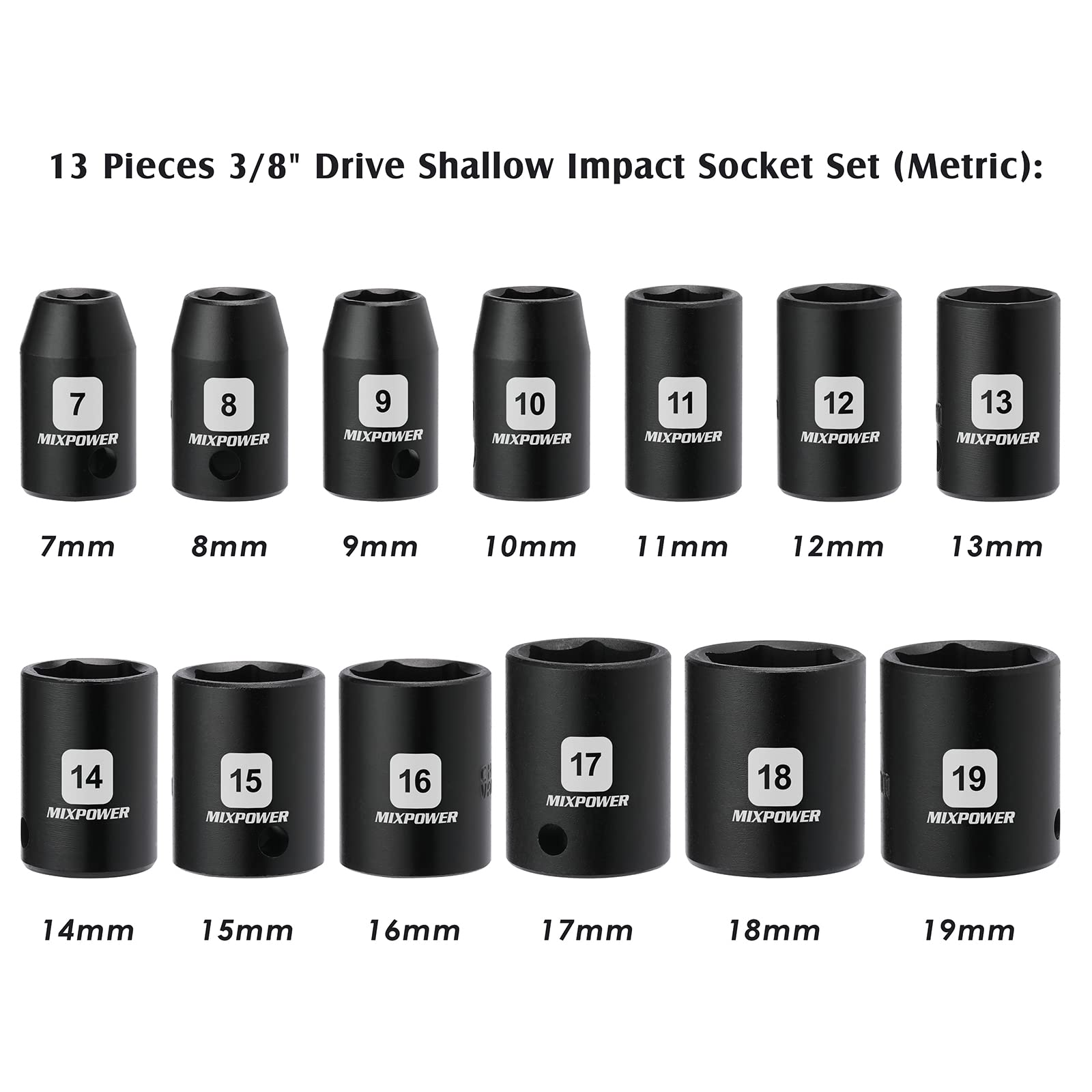 MIXPOWER 12mm shallow socket with secure 6-point grip