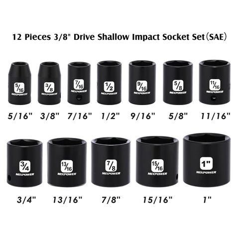 MIXPOWER 3-8 inch drive sockets closeup for easy readability