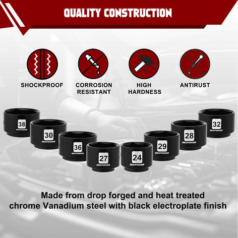 MIXPOWER 28mm oil filter socket with low-profile design for obstructed spaces