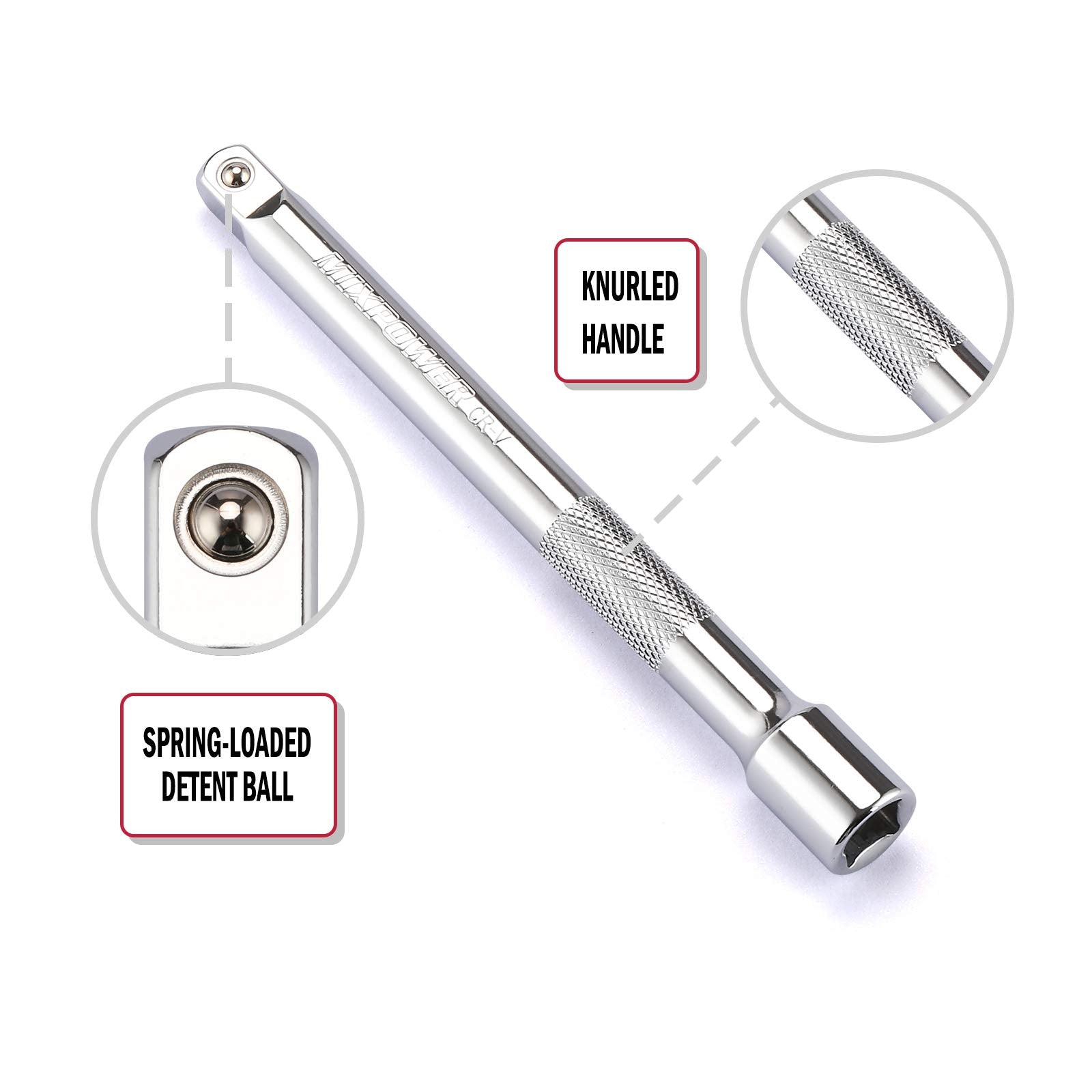 MIXPOWER 3-inch 3/8-inch extension bar improves access.
