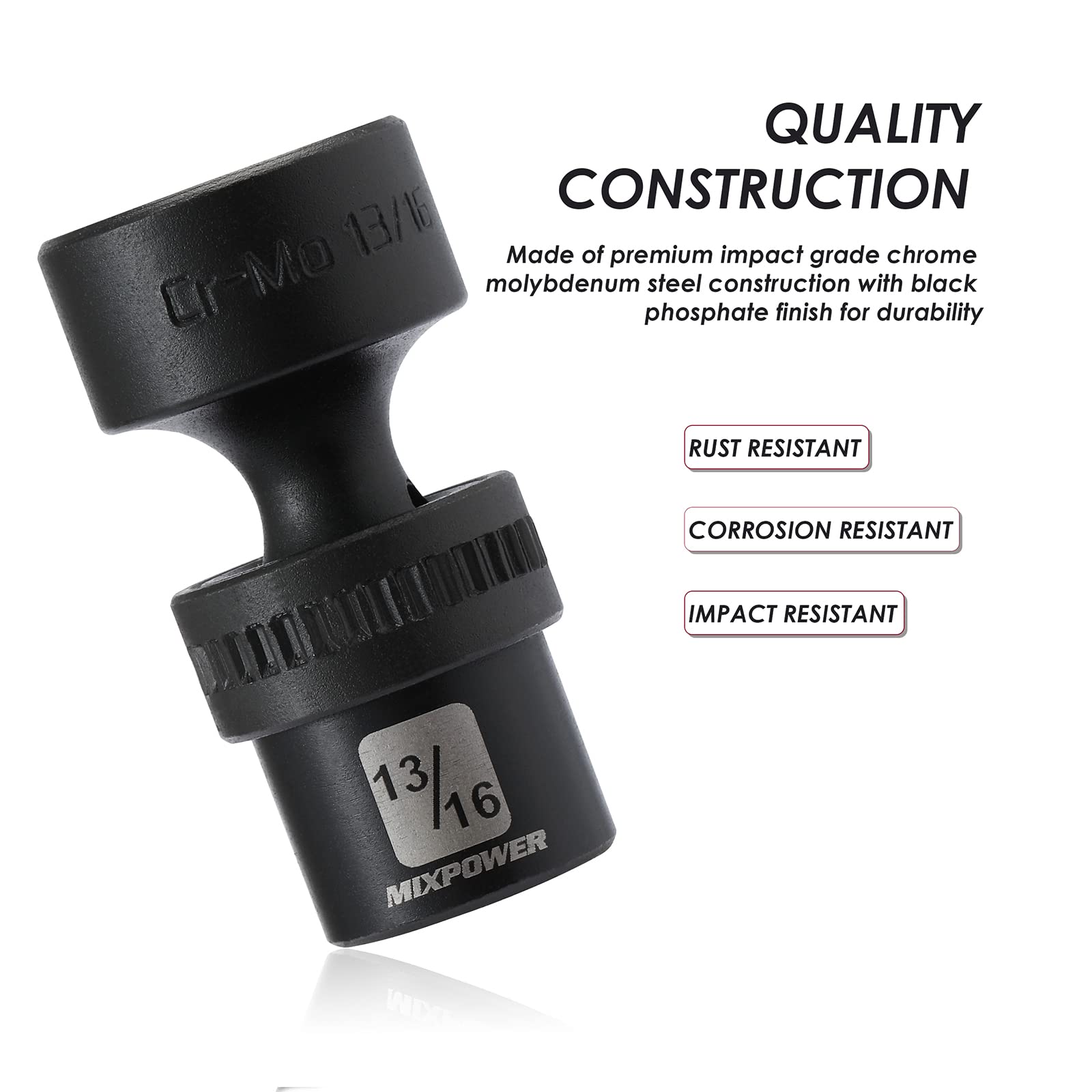 Black phosphate finish on MIXPOWER tools resists wear during use.