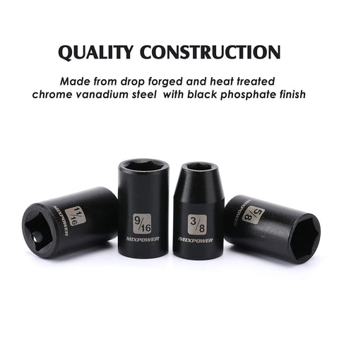 MIXPOWER black phosphate finish resists corrosion with a clean look.