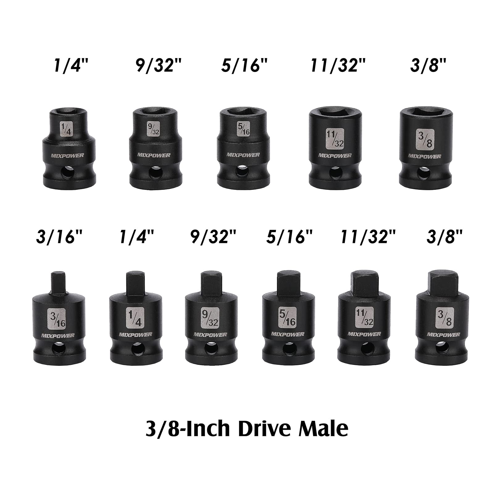 MIXPOWER chamfered female drives align with 3/8-inch fasteners
