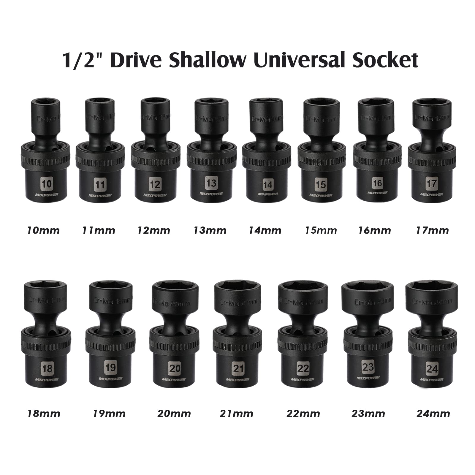 MIXPOWER CR-MO sockets illustrate durable construction for heavy-duty impact use.