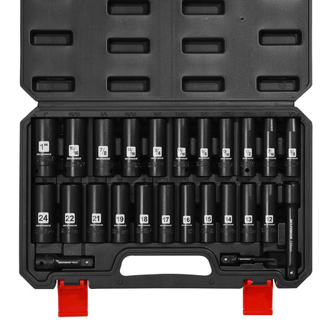 Mixpower CR-V steel deep sockets deliver durability for challenging jobs.