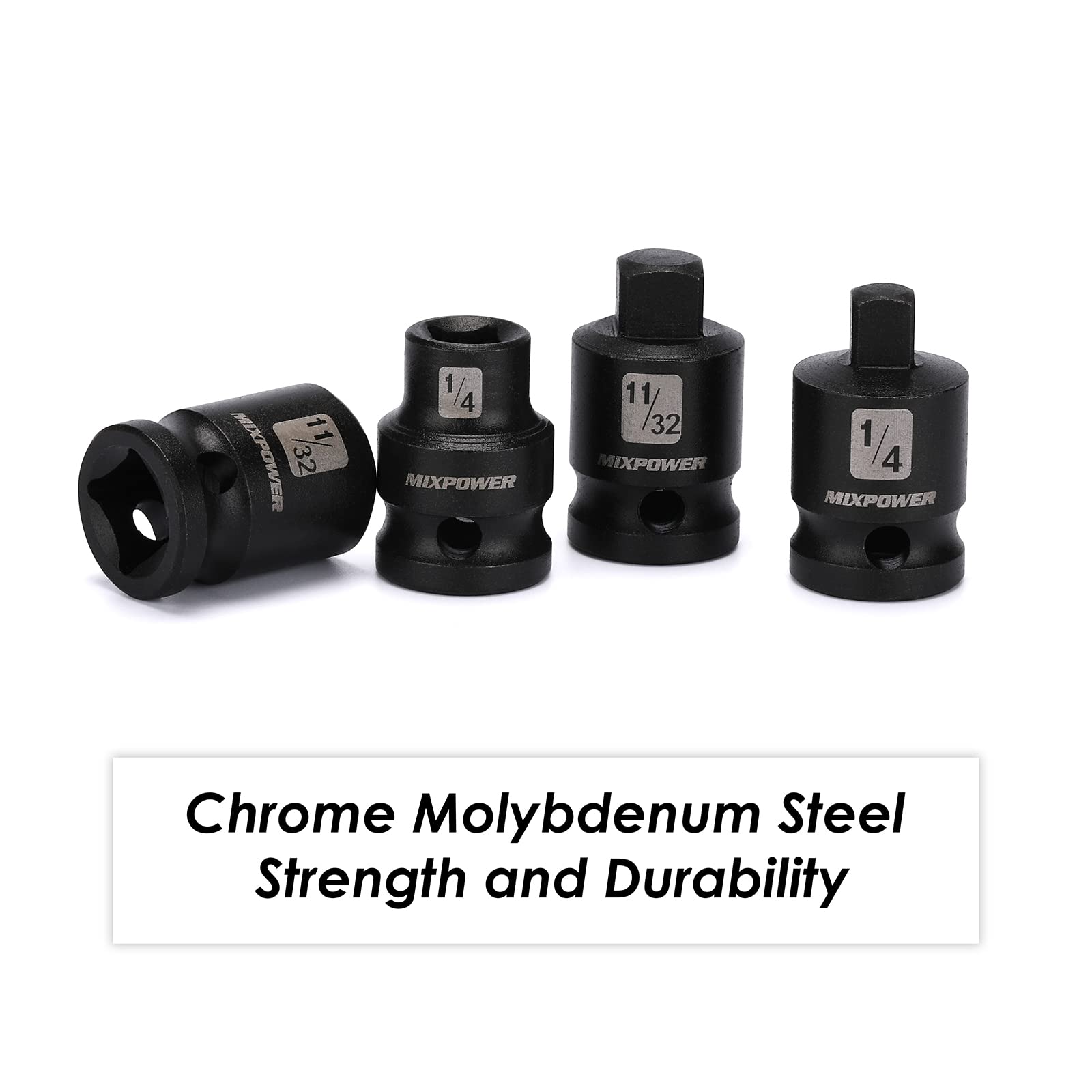 MIXPOWER CR-MO steel set resists wear with black phosphate finish