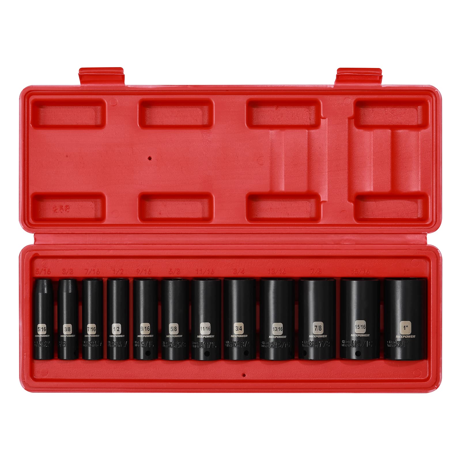 MIXPOWER CR-V steel deep sockets deliver durability for heavy-duty projects.