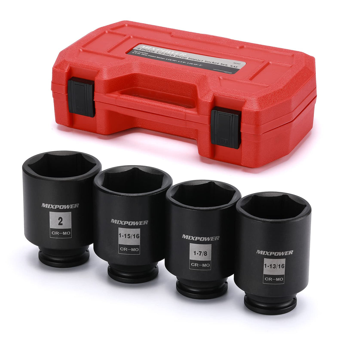 MIXPOWER deep impact socket 1-13/16 in, radius corner design for superior torque transfer.