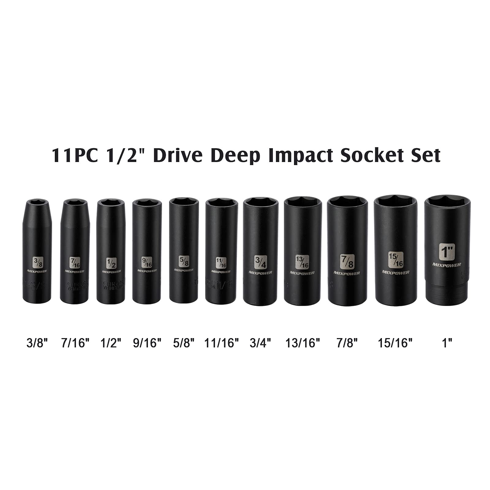 MIXPOWER deep socket 1/2-in visual with reliable engagement