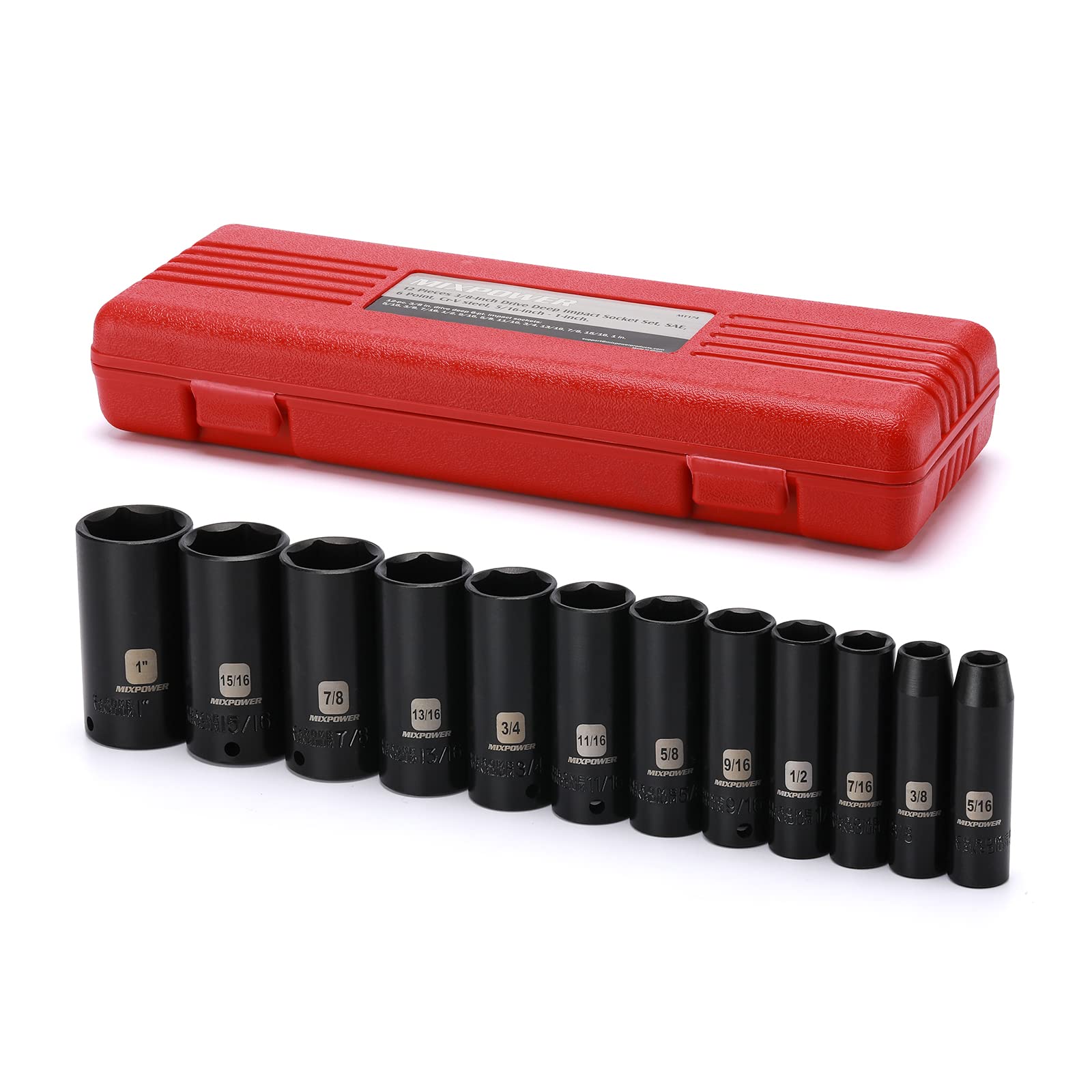 MIXPOWER deep socket set for 3/8-inch drive, ideal for automotive tasks.
