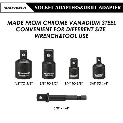 Mixpower E-Torx sockets 1/4" drive E4 to E8 for electronics tasks.