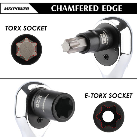 Mixpower E-Torx sockets 3/8" drive E10 to E18 for bike maintenance.