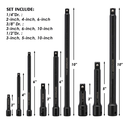 MIXPOWER three-eighths-inch 3-inch extension bar for overhead work