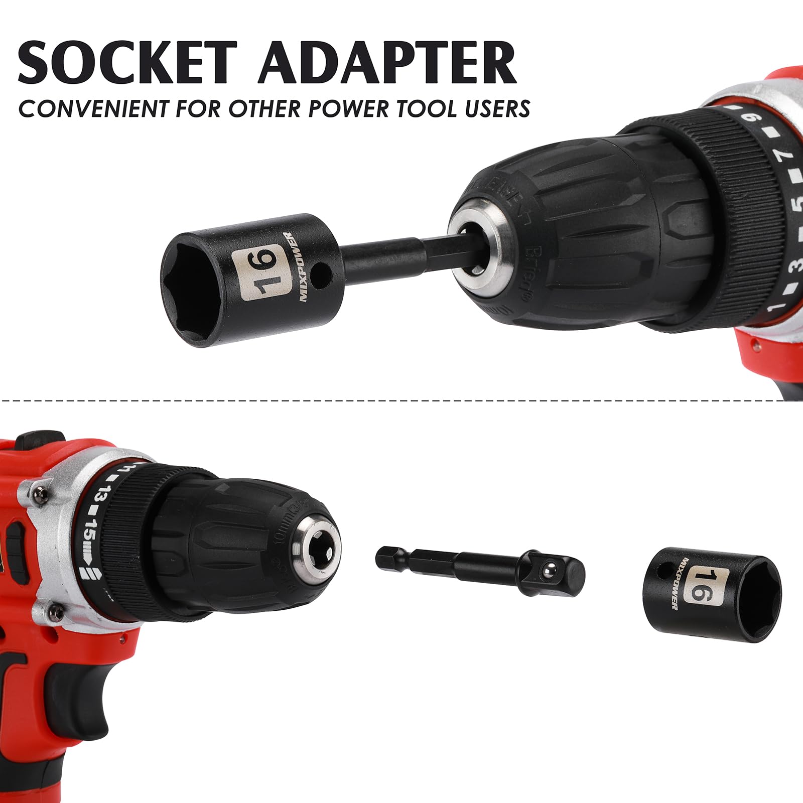 MIXPOWER 6-point sockets reduce wear and protect fasteners.