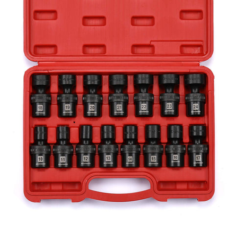 MIXPOWER socket set showing laser-marked sizes for quick size identification.