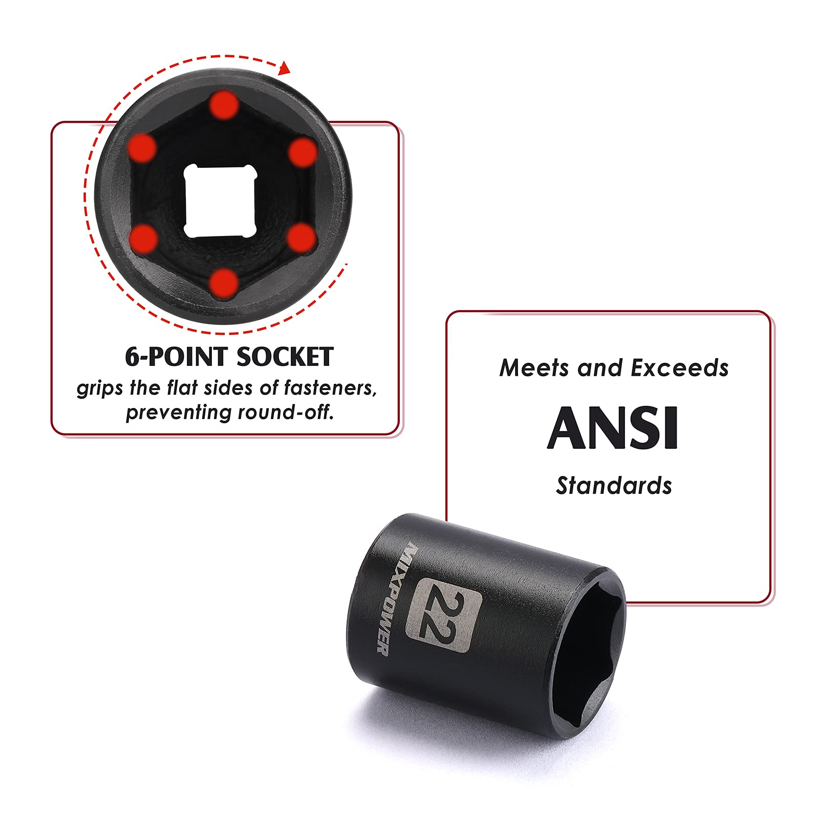MIXPOWER laser-marked sizes stay readable in low light for quick selection.