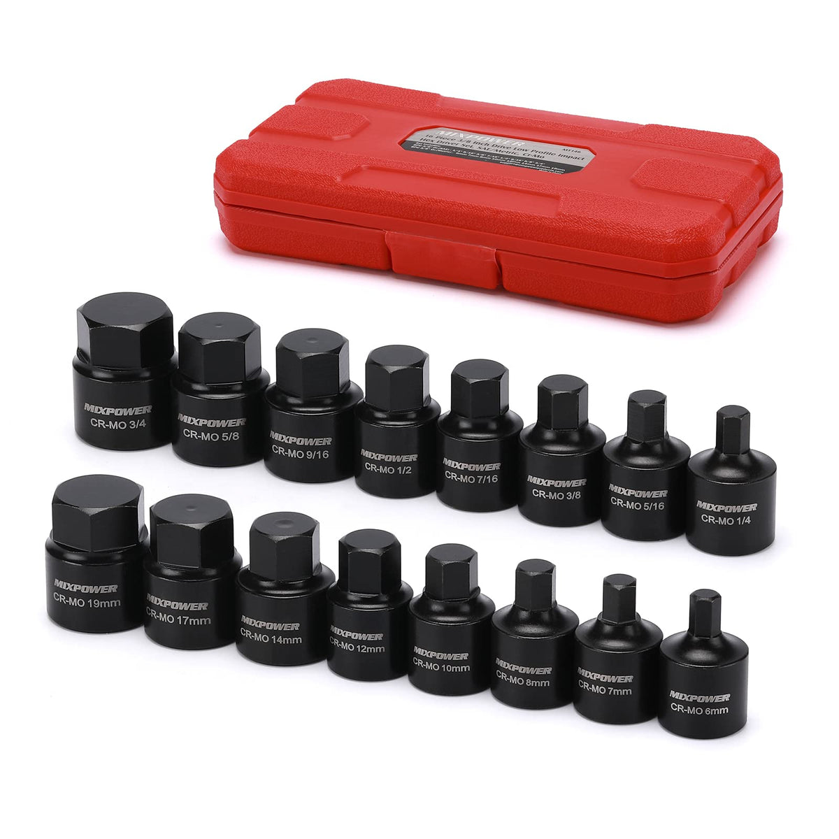 MIXPOWER low profile 3/8-in drive hex set for tight spaces.