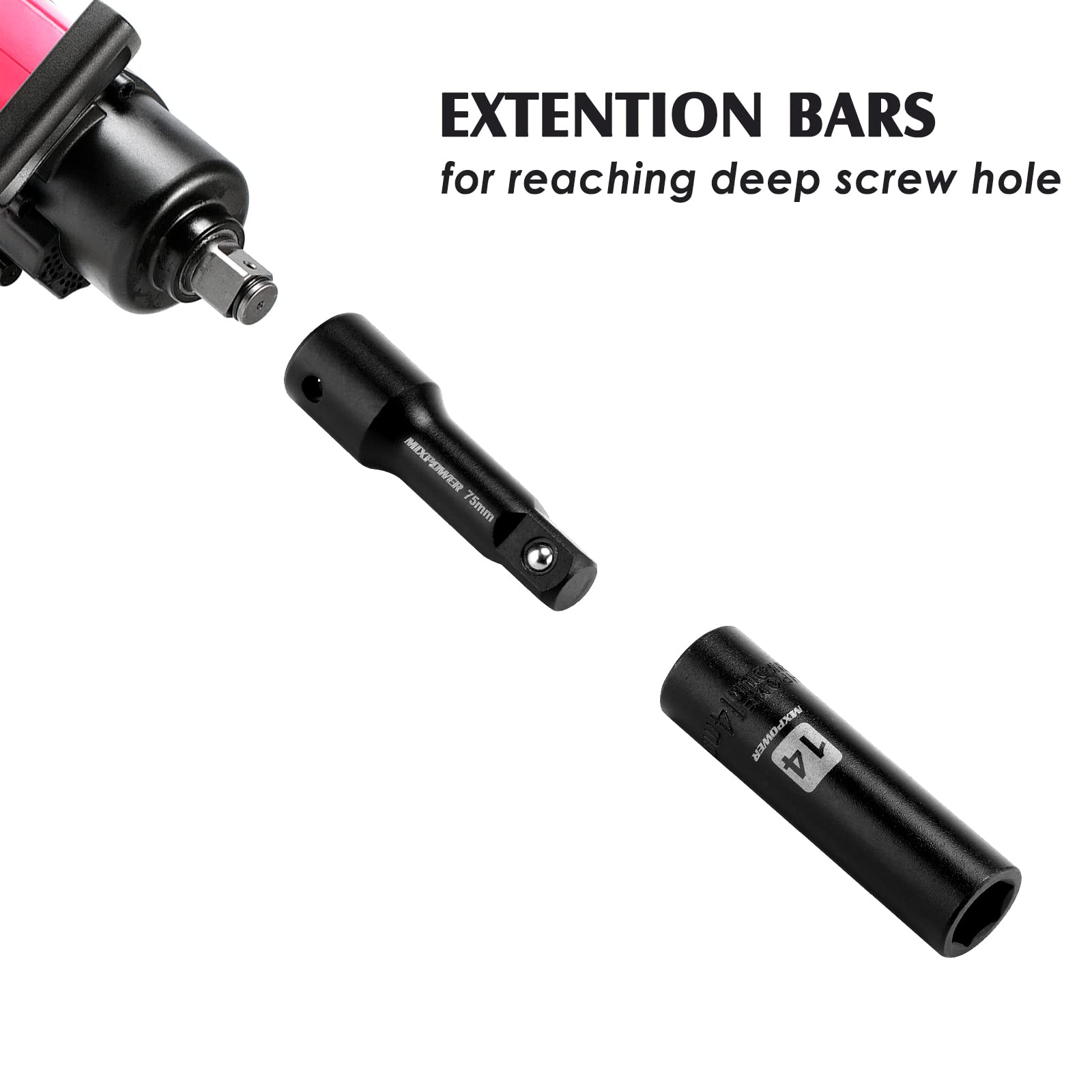 Mixpower metric and SAE range covers common bolt sizes.
