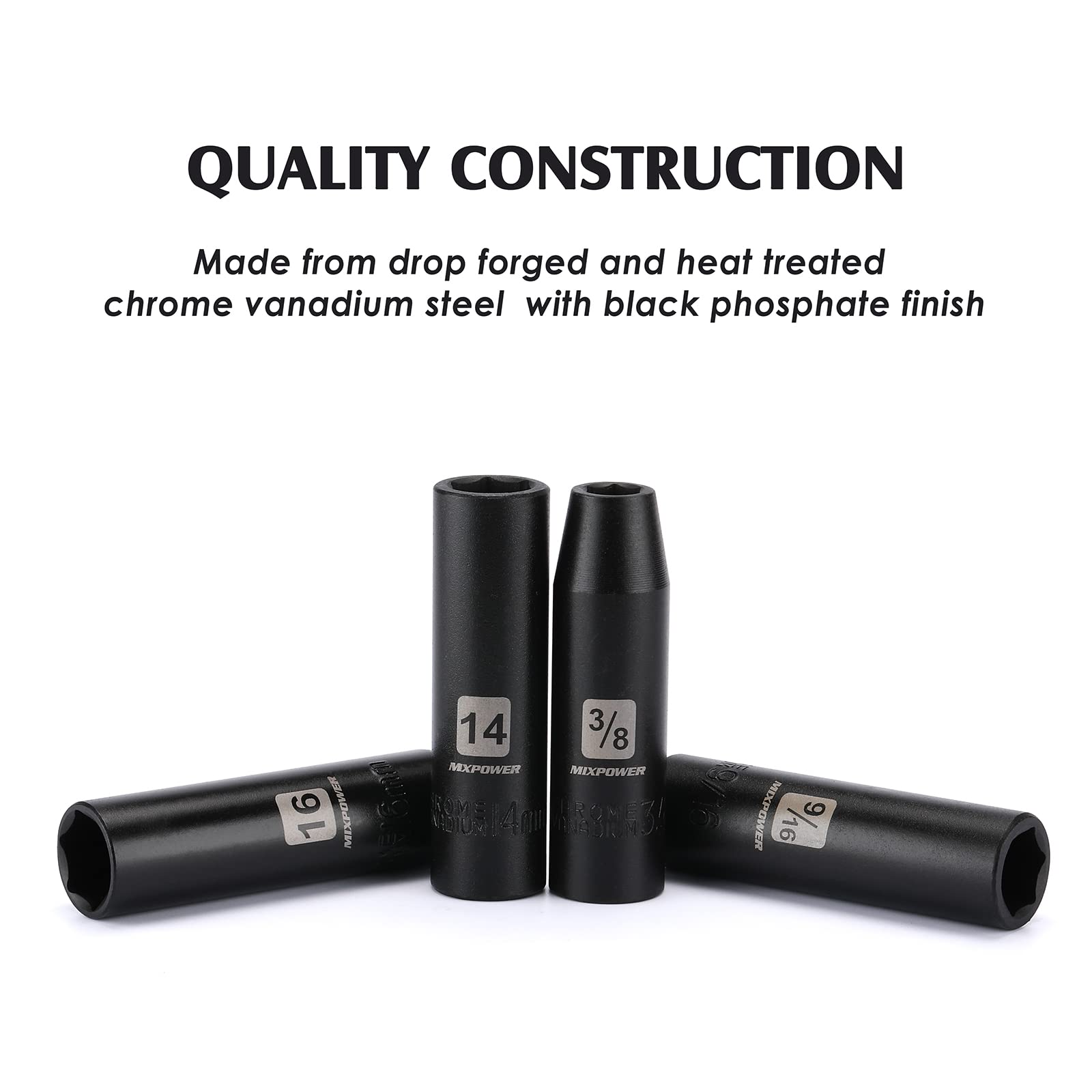 Mixpower radius-corner 6-point design maximizes torque and protects fasteners.