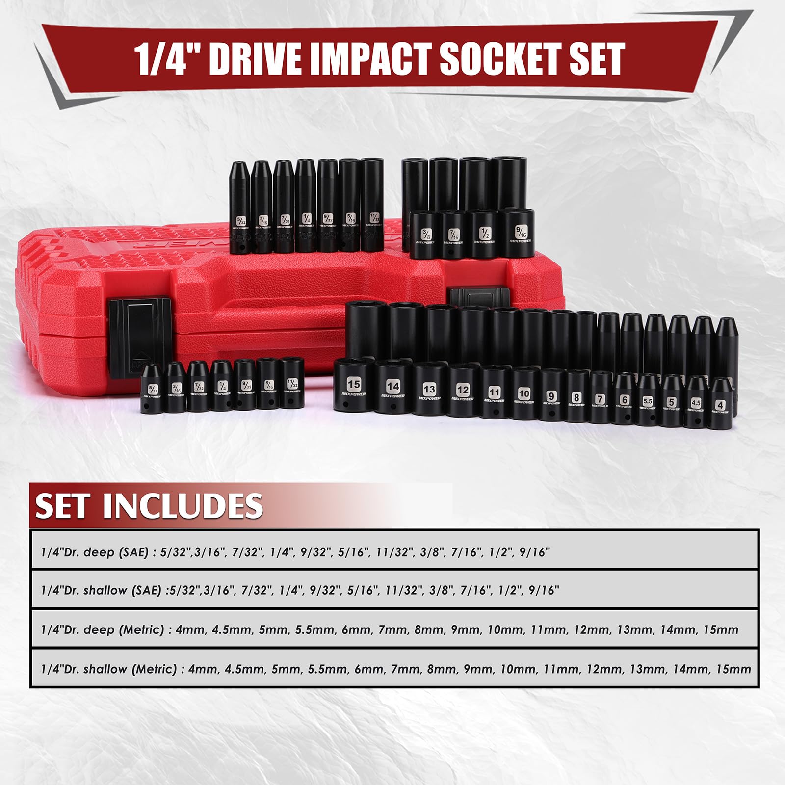 MIXPOWER 1/4 inch shallow socket for quick turns, 3/16 inch