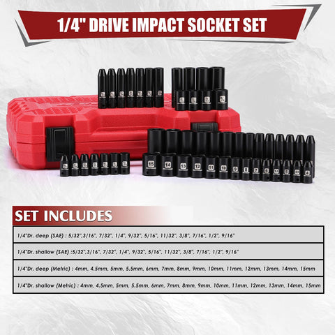 MIXPOWER 1/4 inch shallow socket for quick turns, 3/16 inch