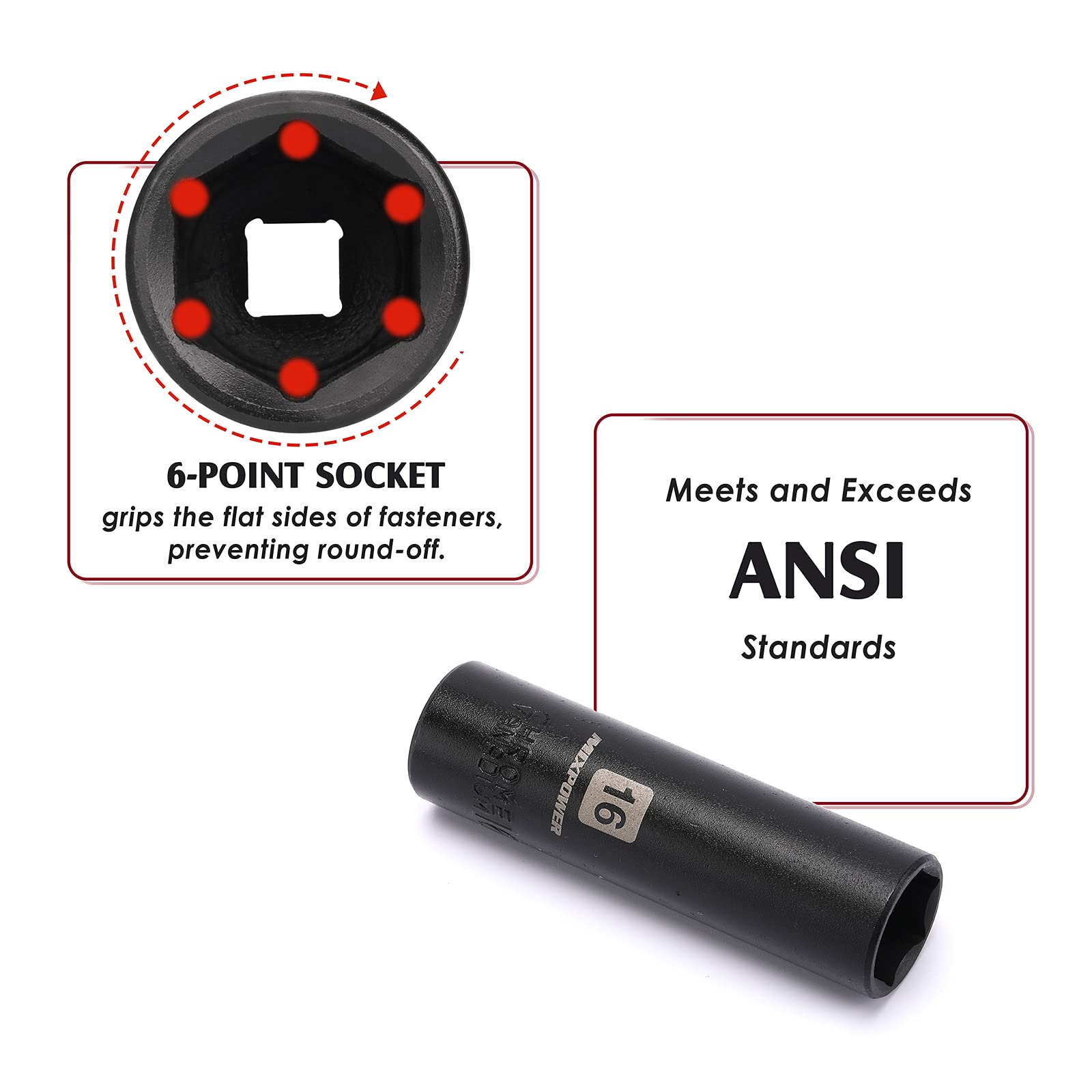 MIXPOWER sockets in action show high-torque performance across fasteners.
