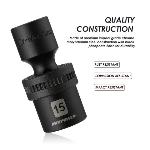 MIXPOWER swivel head sockets enable flexible reach in tight spaces.