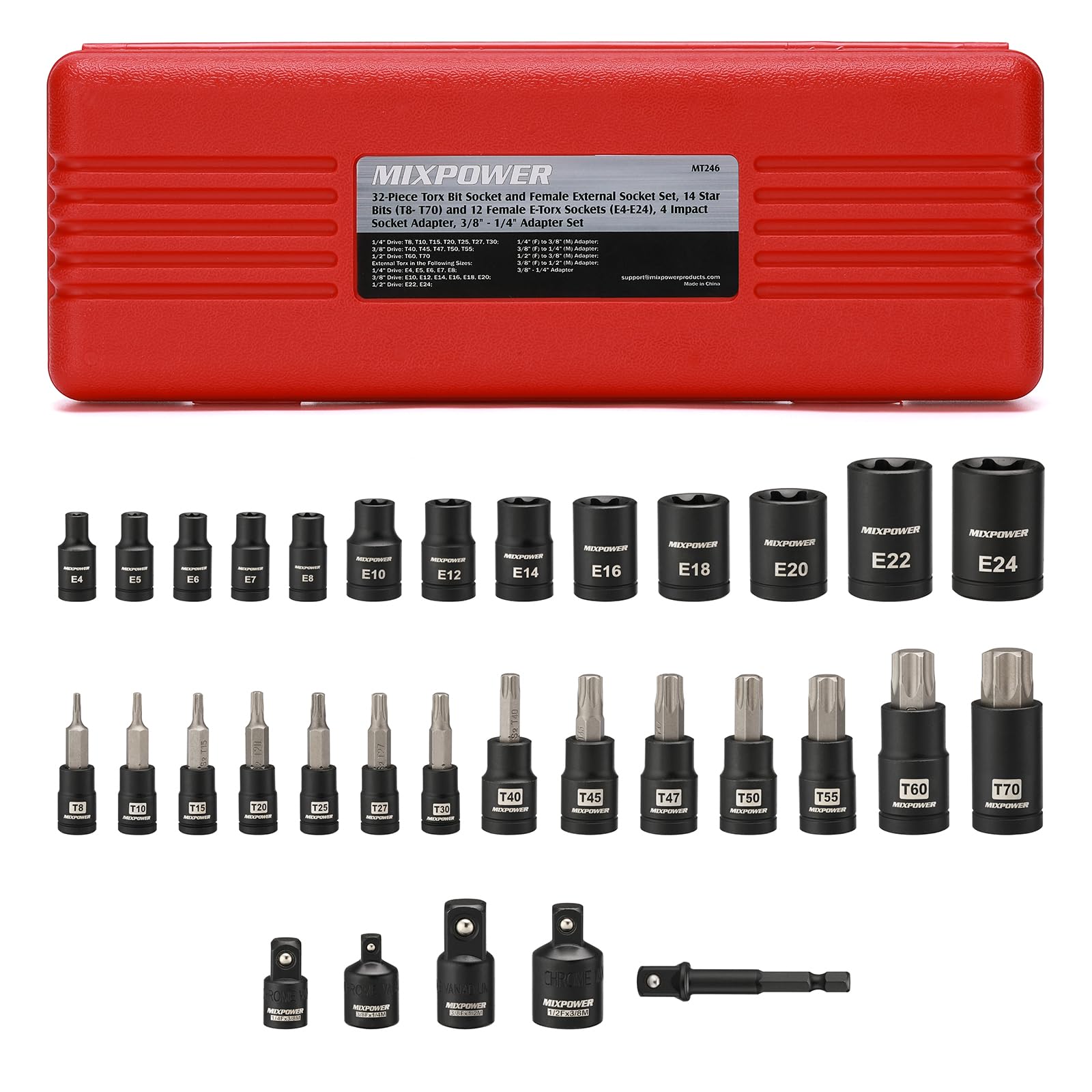 Mixpower torx bits T8–T70 for precise automotive fastener work.