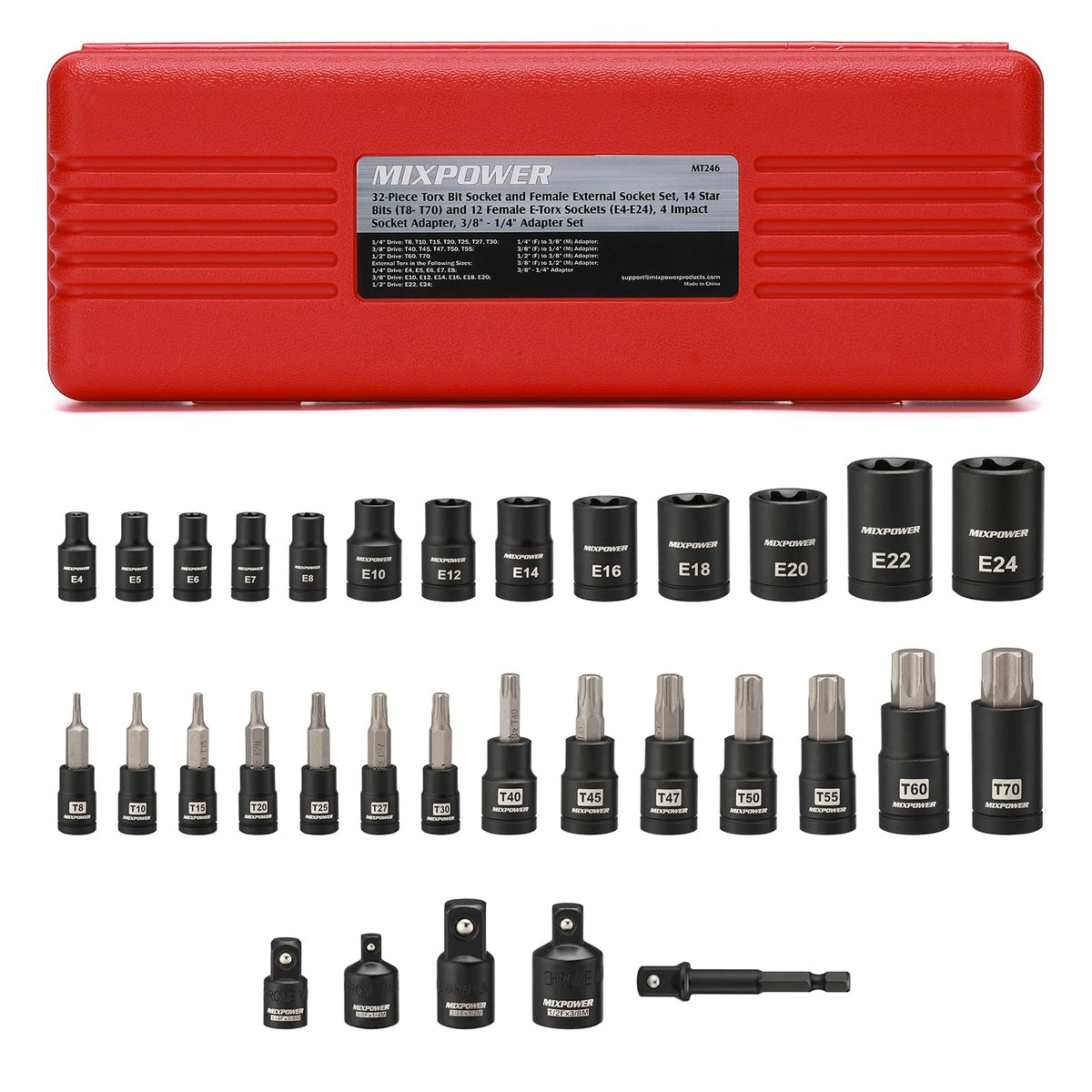Mixpower torx bits T8–T70 for precise automotive fastener work.