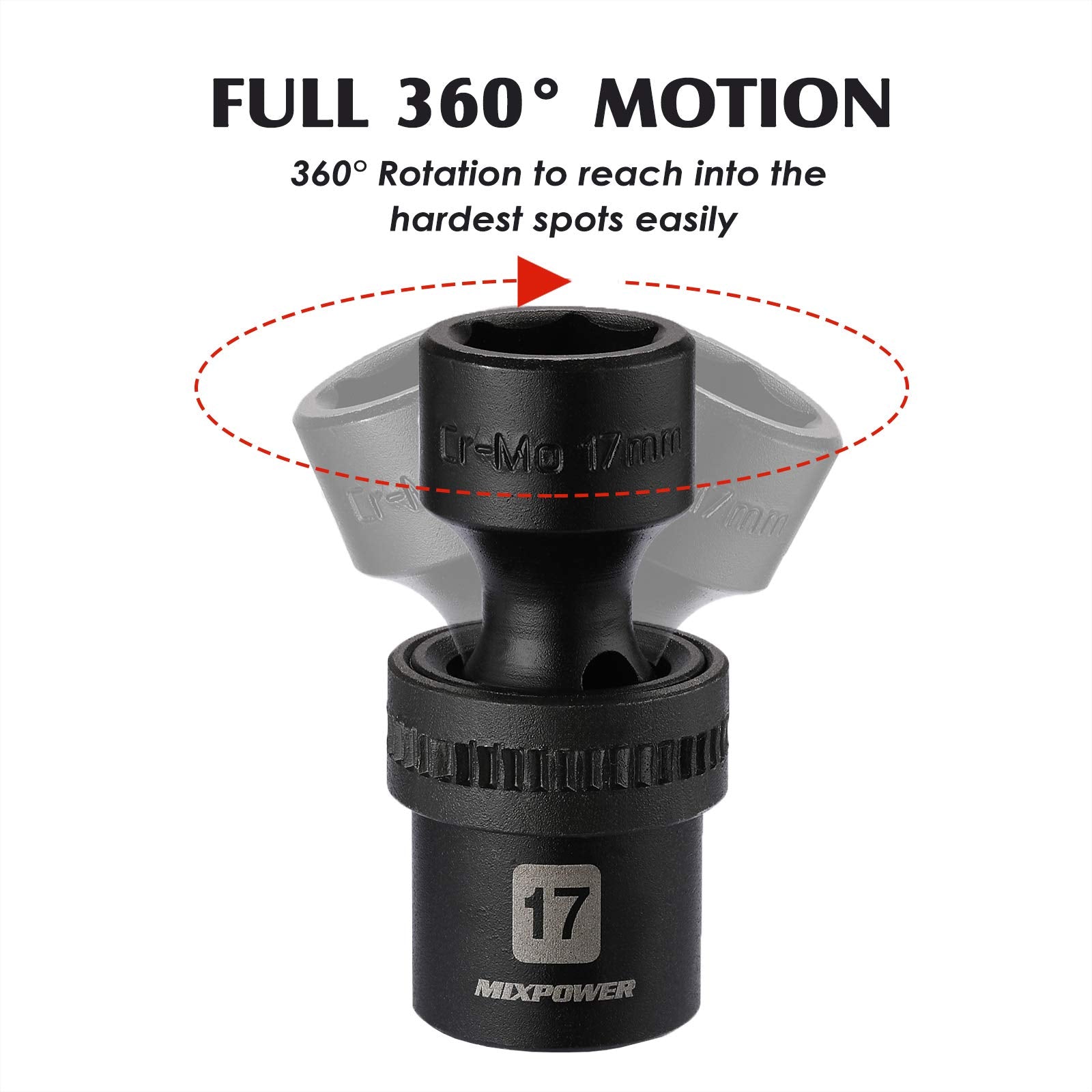 MIXPOWER universal-head sockets reach restricted bolts with full 360-degree movement.