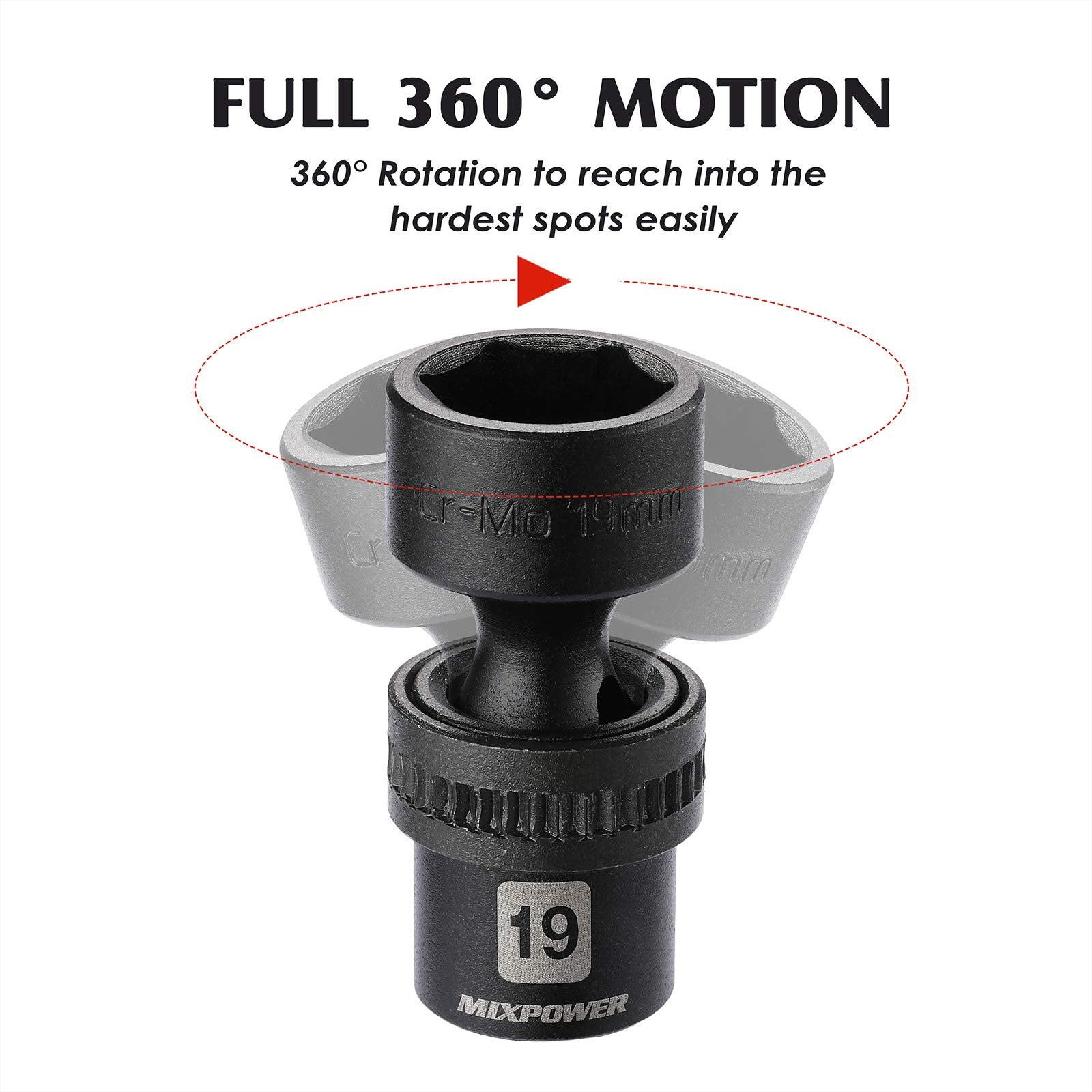 MixPOWER 13mm swivel socket with 360 degree access