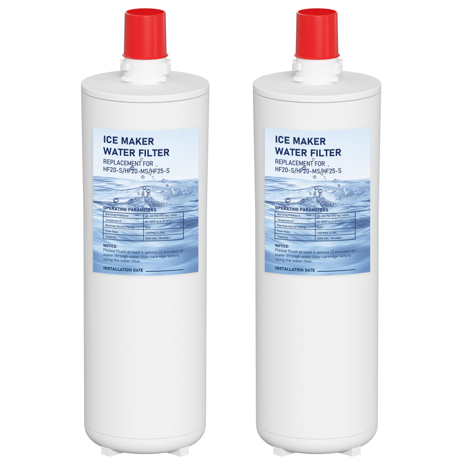 Mixzeny HF20-S filter cartridge close-up with carbon block for chlorine reduction.
