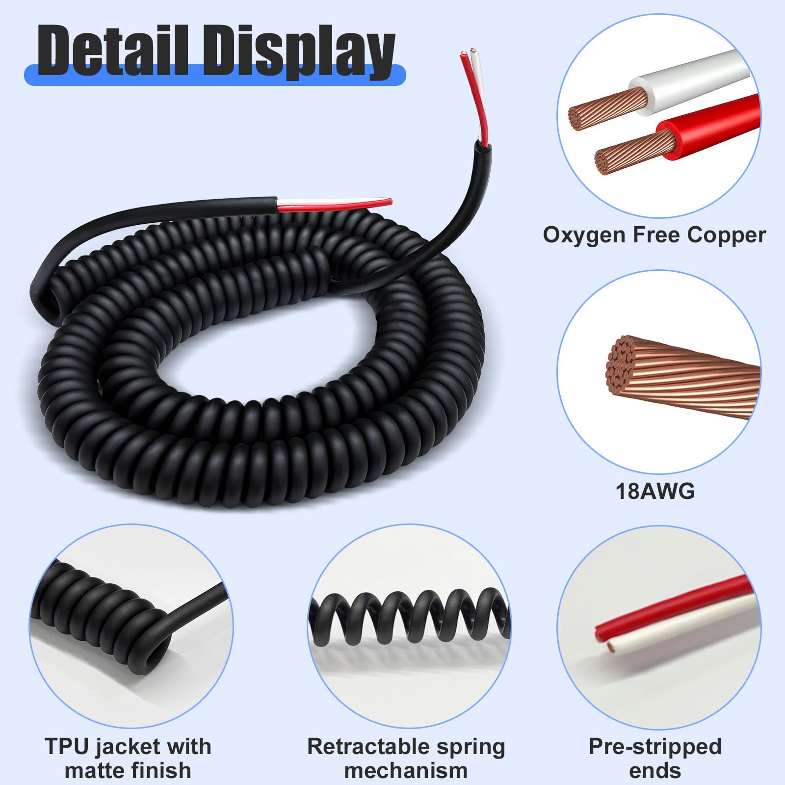 MIYOLO coil cord with pre-stripped ends for quick terminations