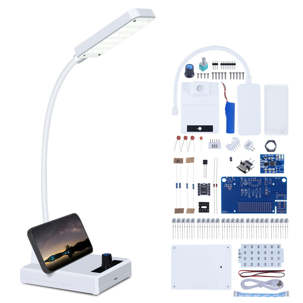 MiOYOOW DIY LED desk lamp kit assembly for hands-on learning and project completion.