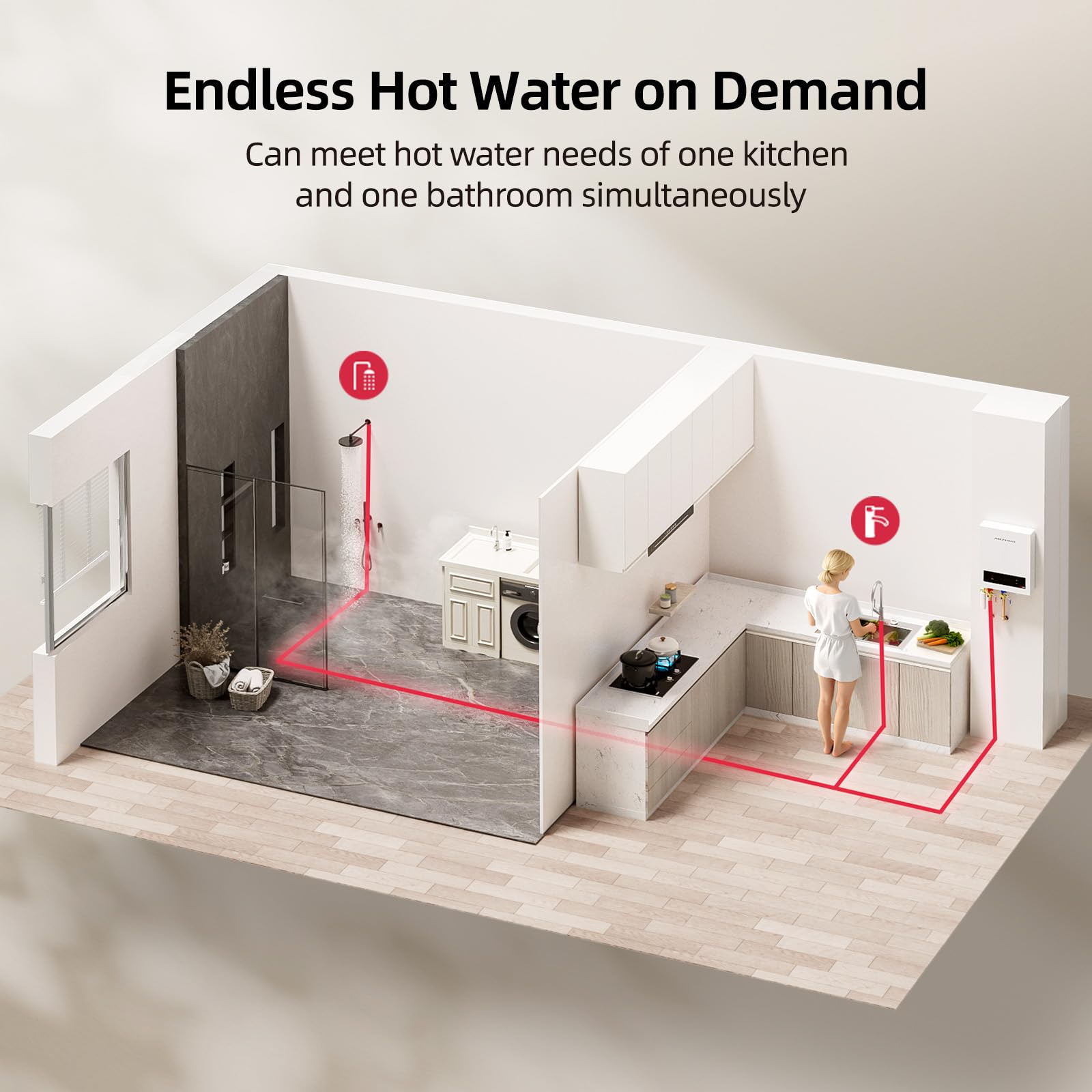 Built-in safety features including over-temperature protection and leakage safeguards.