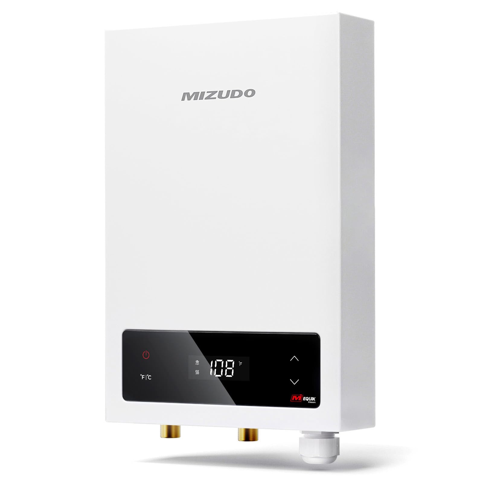 MIZUDO 11kW tankless heater with LED display for easy temperature control and monitoring.