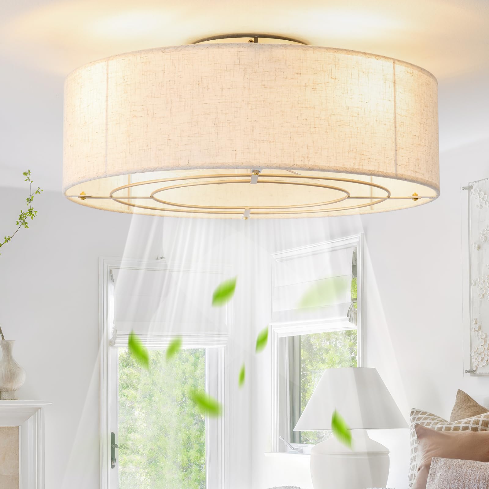 MizWacky 20-inch boho drum fan with light provides warm ambient glow for any room.