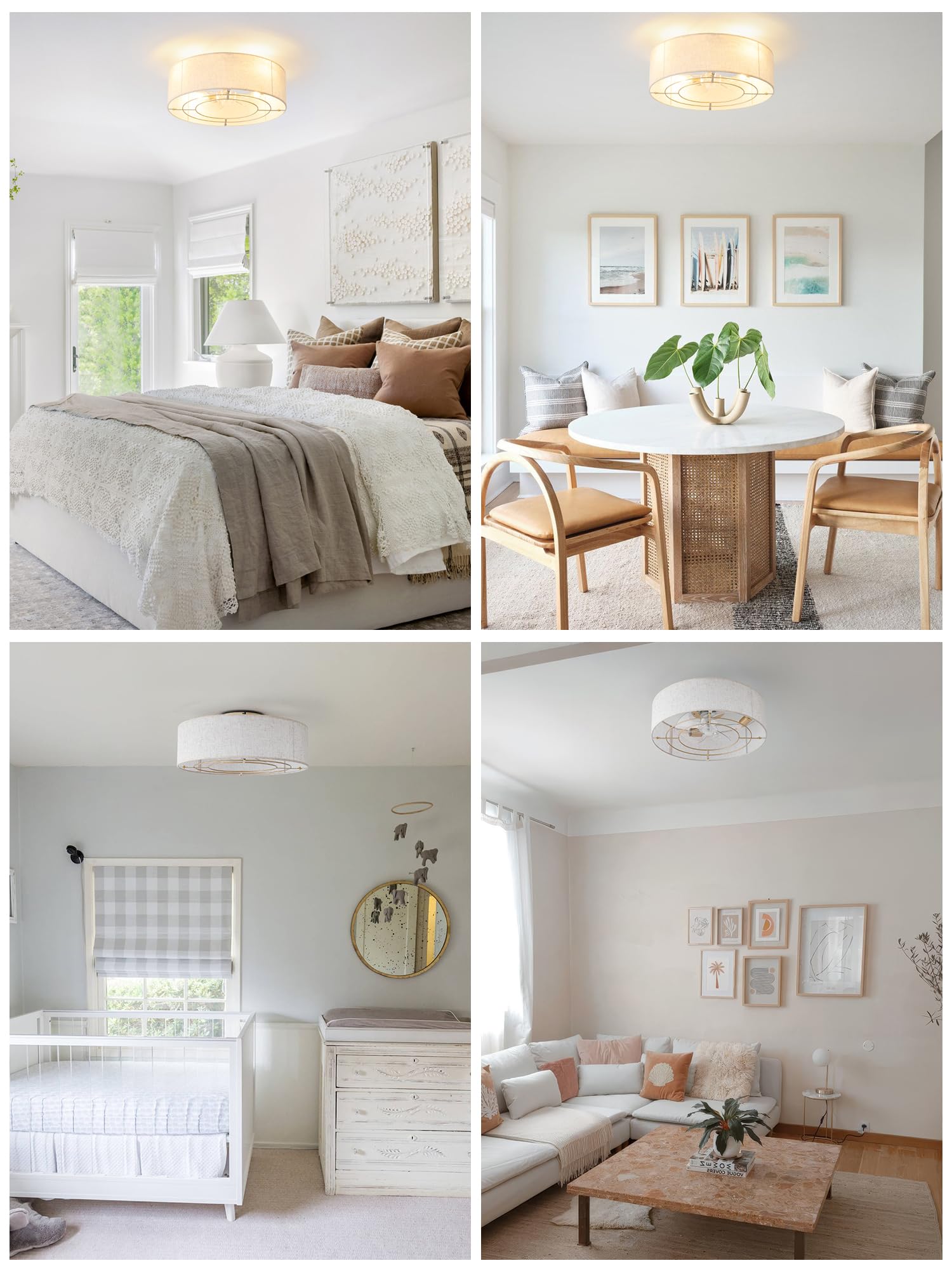 MizWacky 20-inch flush-mount ceiling fan suits bedrooms and living spaces.