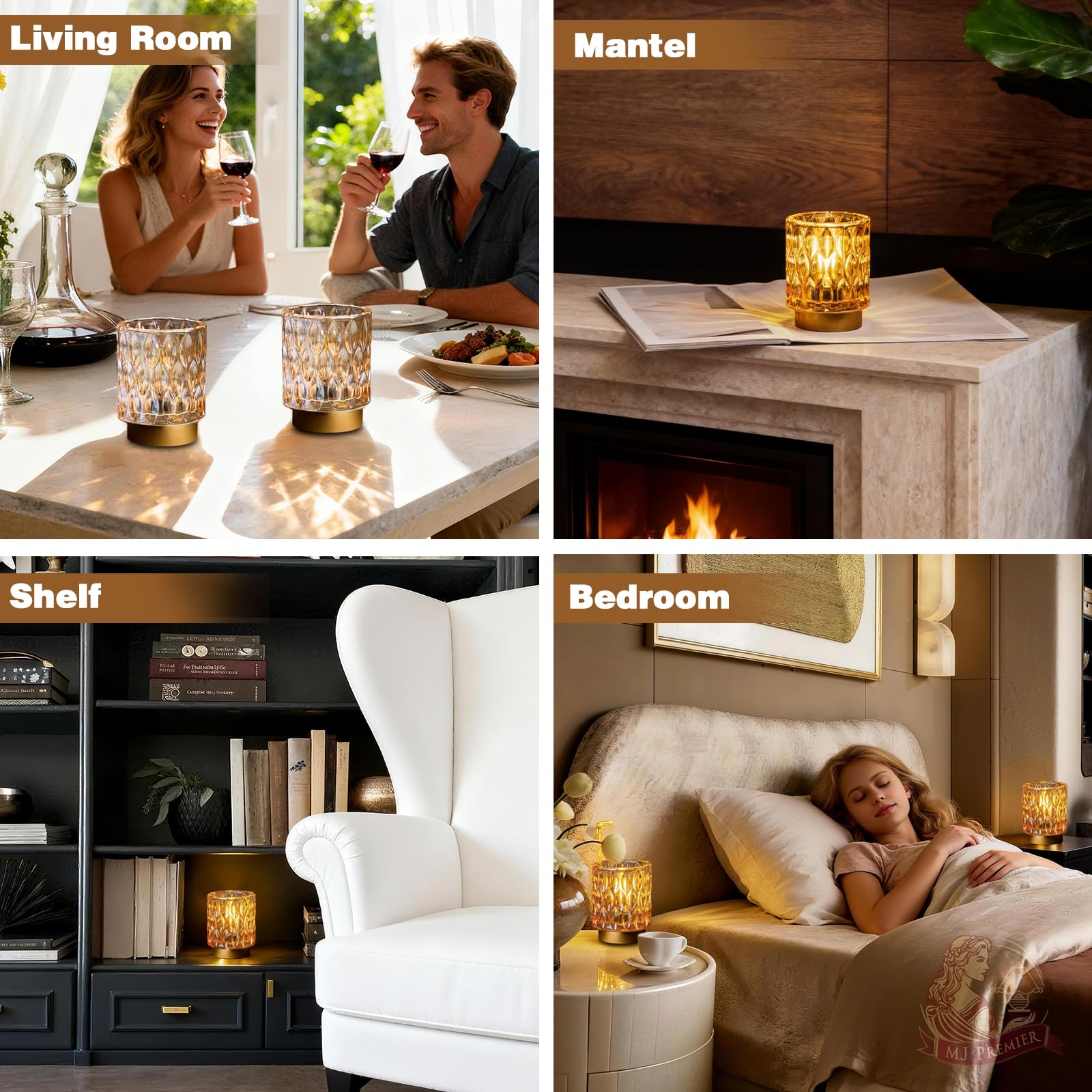 MJ PREMIER amber crystal lamp ideal for stairs bathrooms corners