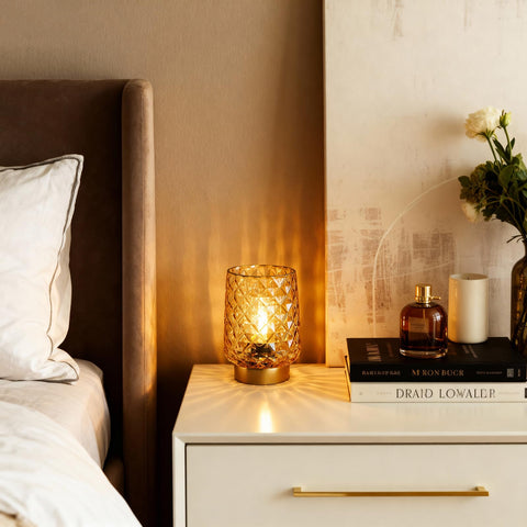 Artisan gold line top adds unique decor charm to MJ PREMIER lamp
