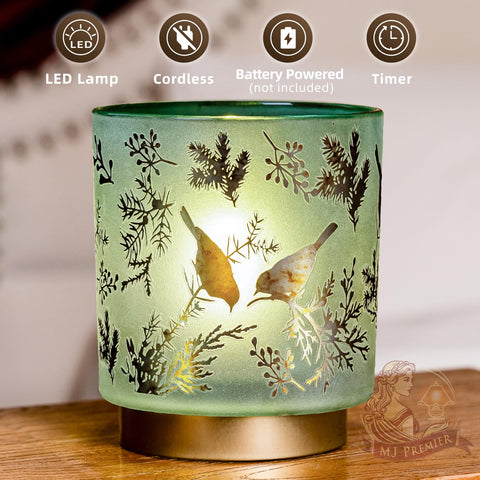 MJ PREMIER battery-operated lamp shows timer for effortless nightly illumination