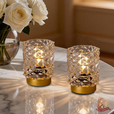 MJ PREMIER battery-operated lamp with diamond-cut glass for ambient glow