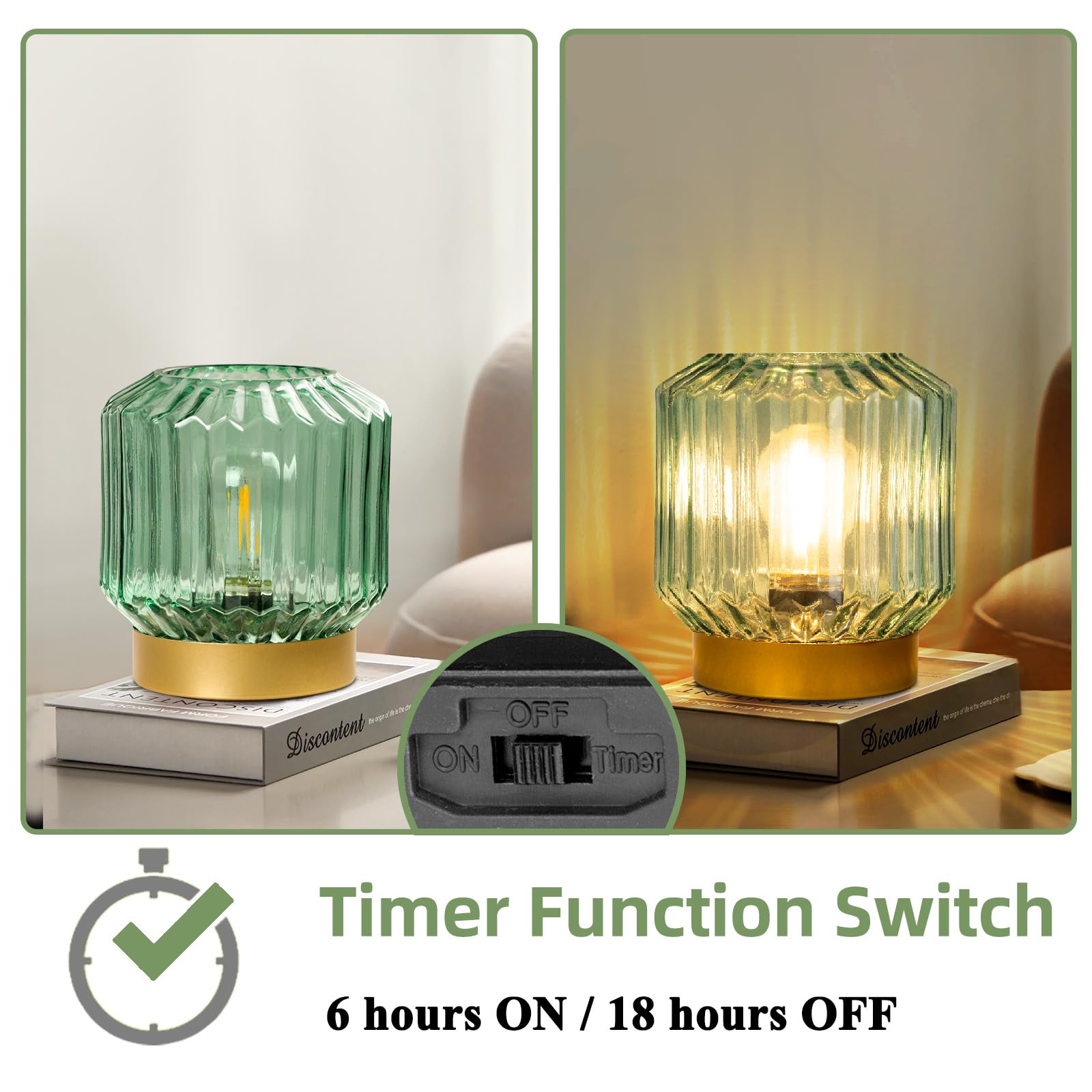 MJ PREMIER bedroom and entryway lamp in green glass for elegant decor