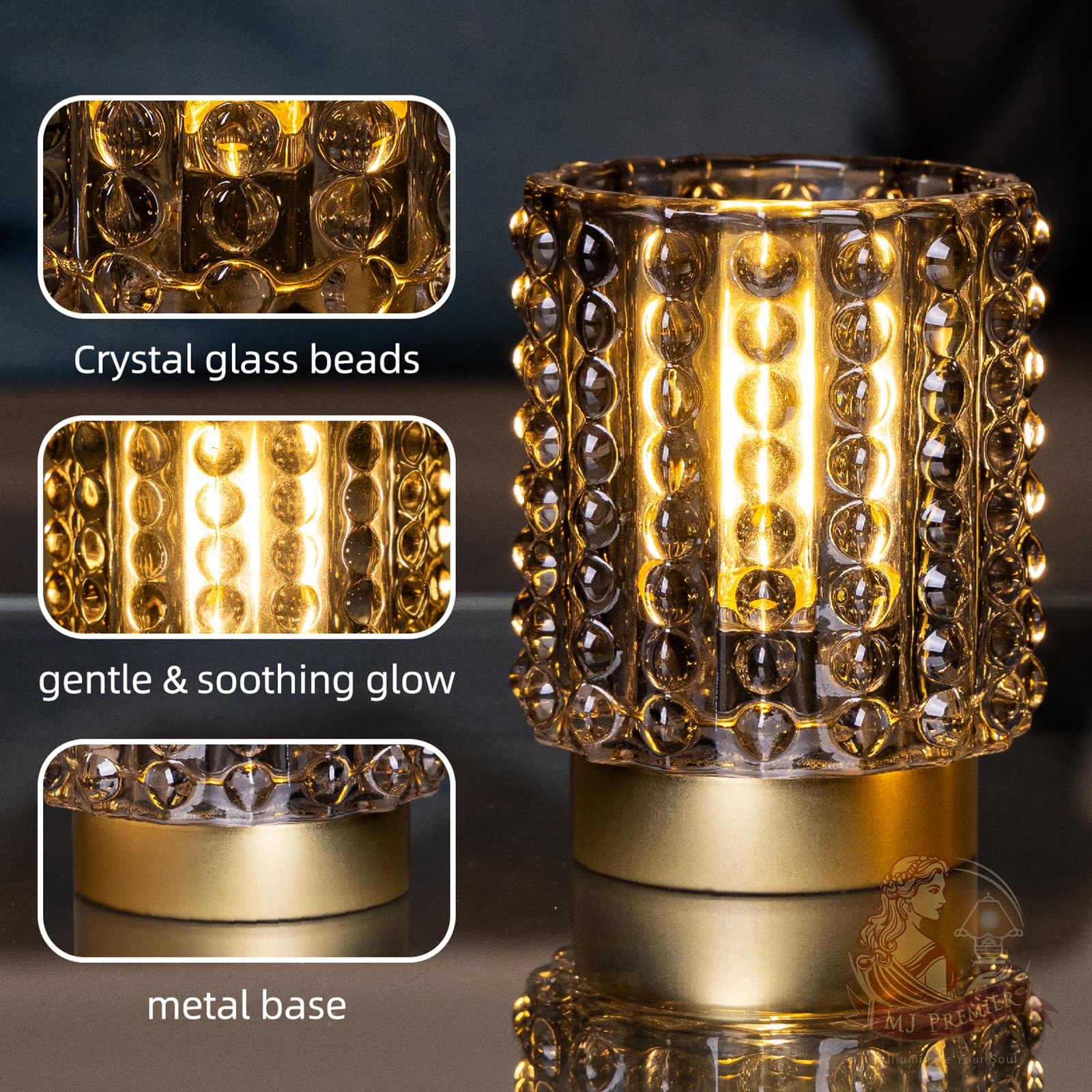 MJ PREMIER compact corner shelf lamp brightens small nooks.