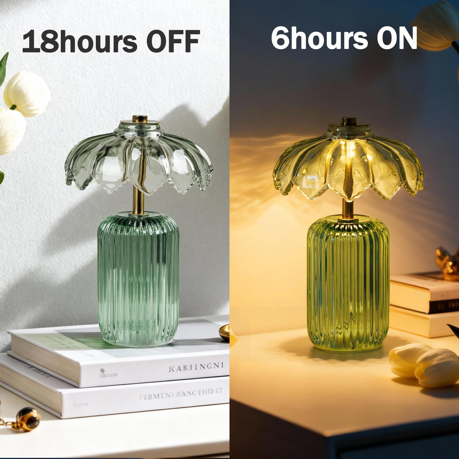 MJ PREMIER cordless lamp showing timer function for automatic use