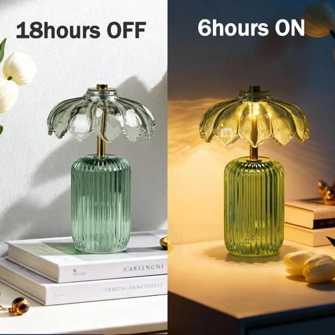 MJ PREMIER cordless lamp showing timer function for automatic use